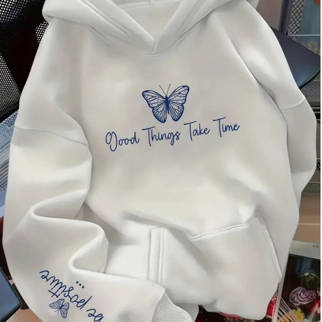 Moletom Feminino Várias Cores Estampa Borboleta 100% Algodão Frio Inverno Blusa de Frio