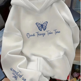 Moletom Feminino Várias Cores Estampa Borboleta 100% Algodão Frio Inverno Blusa de Frio