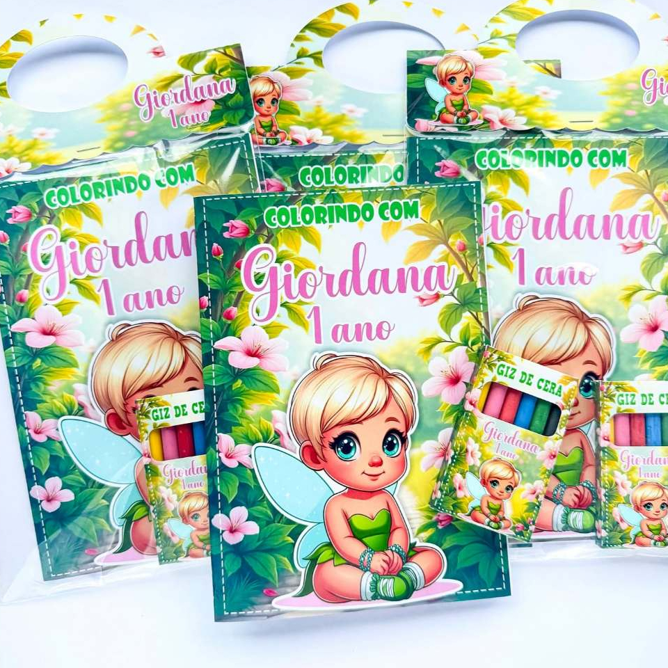 Kit Colorir Personalizado Lembrancinha Aniversário Infantil Sininho Cute