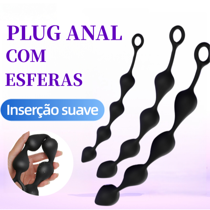 Plug Anal Esferas em Silicone Confortável Plug anal para o ponto G anal Corpo fino e macio Sex Toys