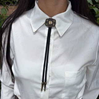 Chocker Colar Gravatinha Country Fivela com letra (escolha a sua) Wester  🌵 Moda Boiadeira Gravatinha Unissex B15