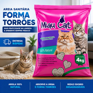 Kit Pacotes De Areia Sanitária Caixa Para Gatos 100% Natural Evita Odores Granulado Tradicional 4kg
