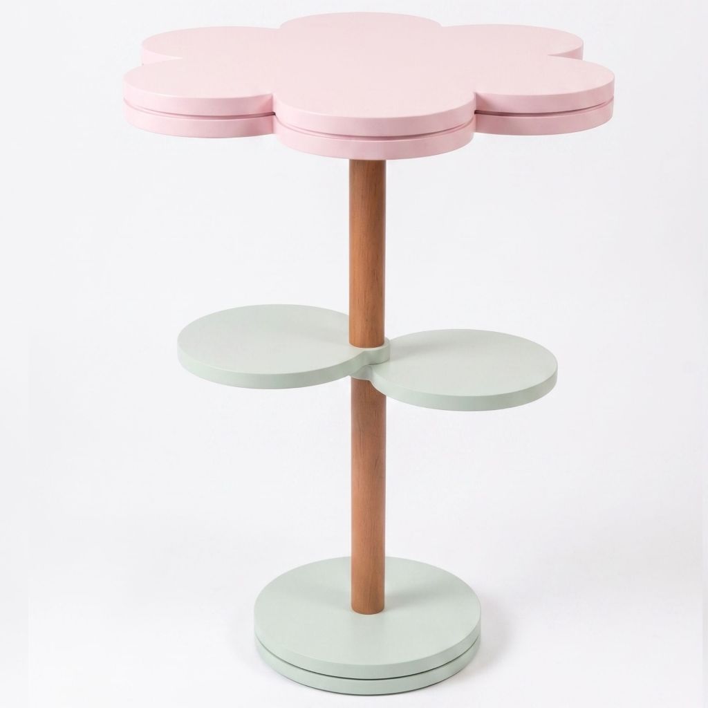 Mesa Flor Infantil Decoração Madeira para Quarto e Sala Desmontável