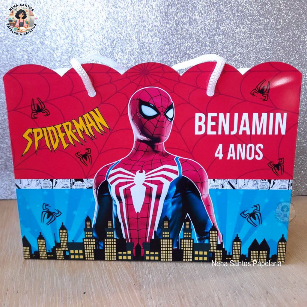Sacolinha HOMEM ARANHA Personalizadas (PEGUE E MONTE) Sacolinha Surpresa Festa Infantil Homem Aranha