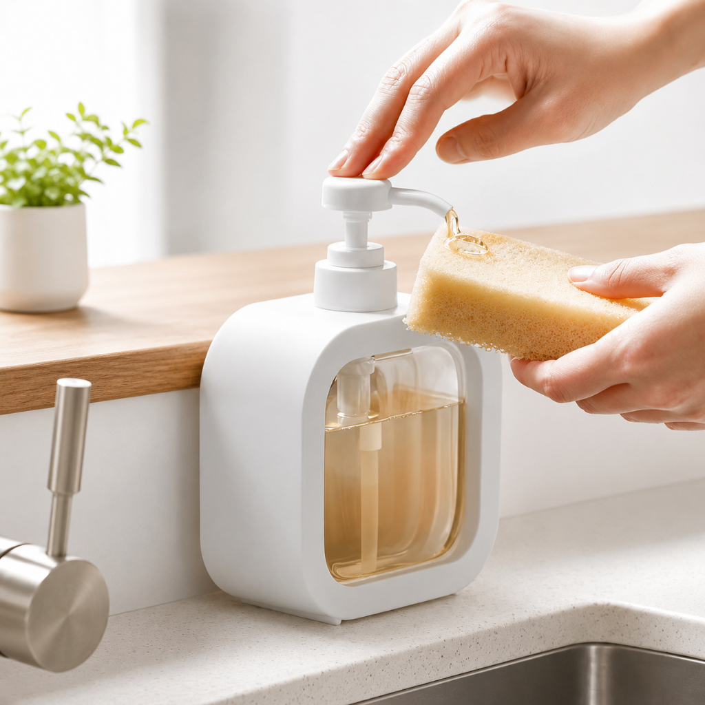Porta Detergente Dispenser 300ml para Pia Cozinha Banheiro Sabonete Líquido Shampoo