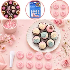 KIT CARIMBOS ESSENCIAIS - 9 PEÇAS - COR ROSA (BLUE STAR)// (CHOCO)