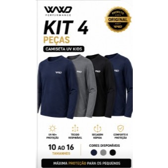 Kit 4 Blusas UV Infantil Térmica camiseta de Proteção Solar para Menino e Menina UV50 praia futebol criança menino