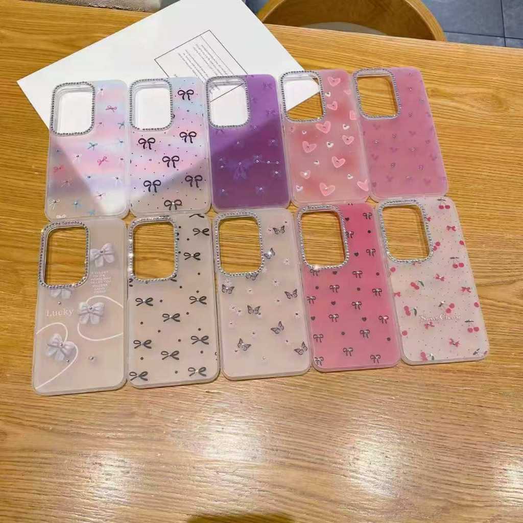 Capa Premium Laços e Strass para SAMSUNG A06 A07 A14 A15 A16 A17 A27 A37 A57 S25 FE (JMH)