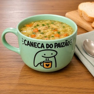 Caneca Jumbo 600ml Dia das Mães e dos Pais Presente Porcelana Frase Mãe Ideal Caldos Sopa Miojo Pai