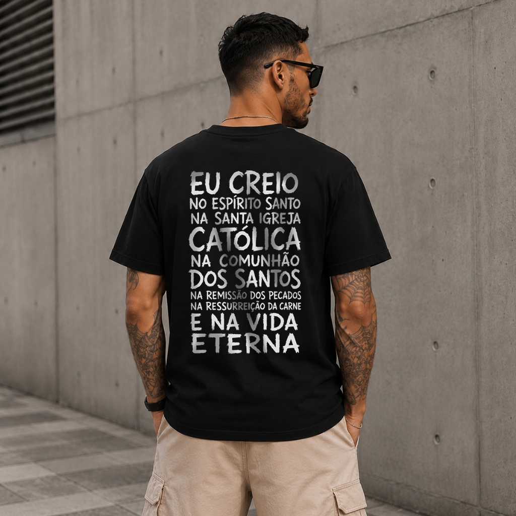 Camiseta Católica Coração Jesus Credo Algodao Premium