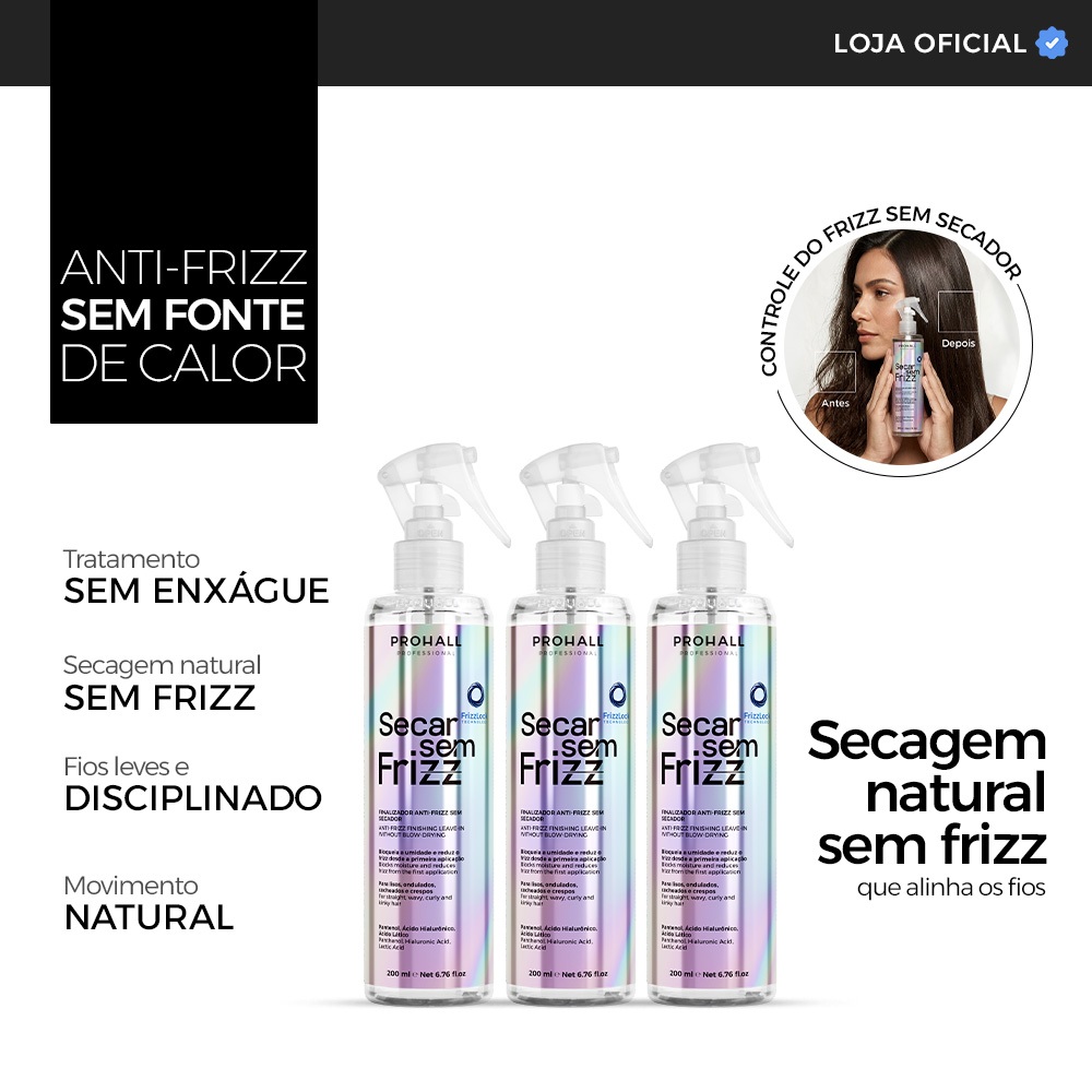 Kit 3 Secar sem Frizz