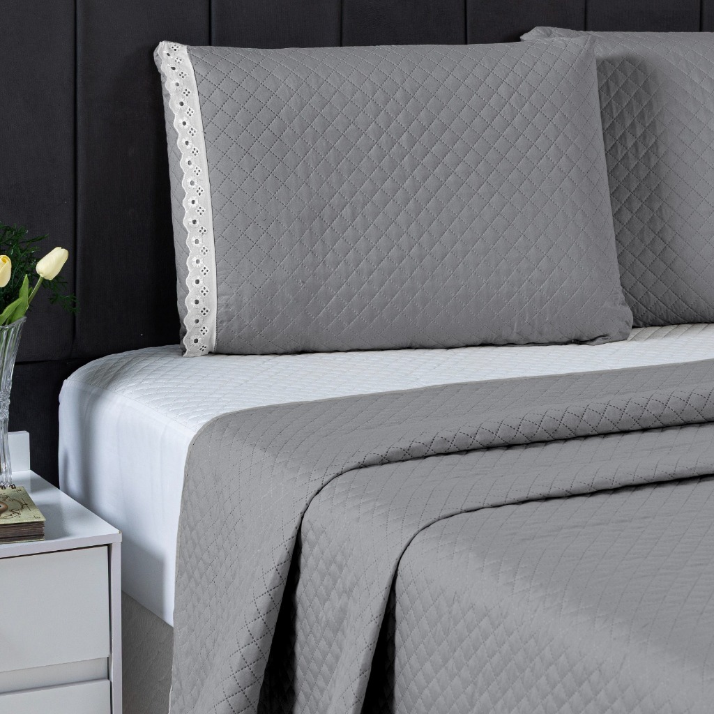 Cobre Leito Casal Queen 3 Peças Liso Toque Macio Micropercal Antialérgico Enxoval Cama Posta