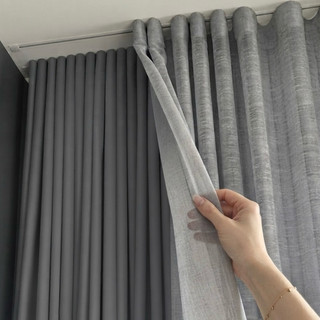 Cortina Trilho Suíço Duplo Voil de Linho + Forro Blackout 4,00 x 2,30/2,40/2,50/2,60/2,70…