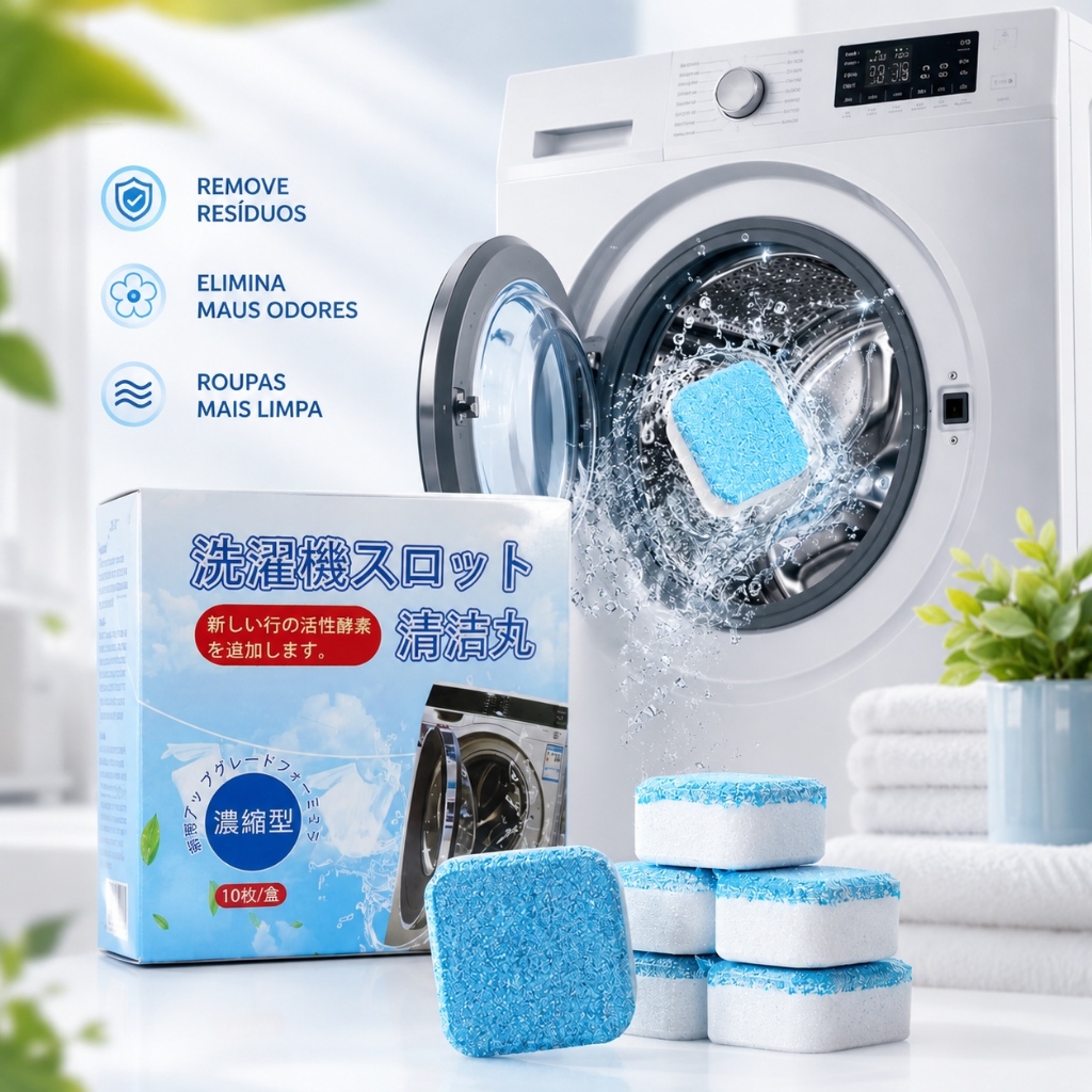 Pastilha Limpa Máquina de Lavar Roupa Efervescente Anti Odor Kit 10 20 Unidades