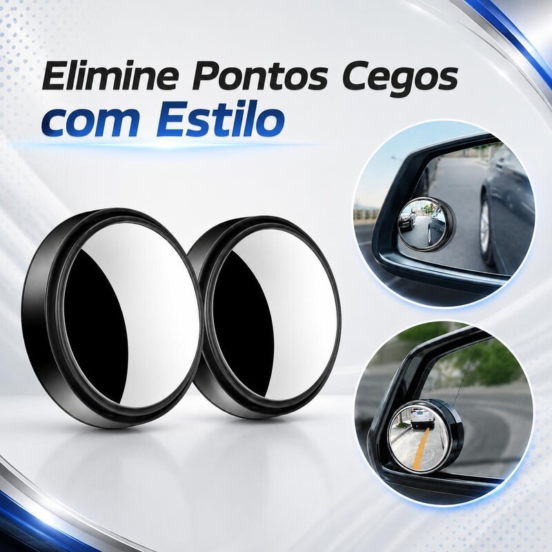 1 par - Espelho Retrovisor Carro Moto Convexo Fixo Móvel Auxiliar Externo Pontos Cegos 5cm Universal