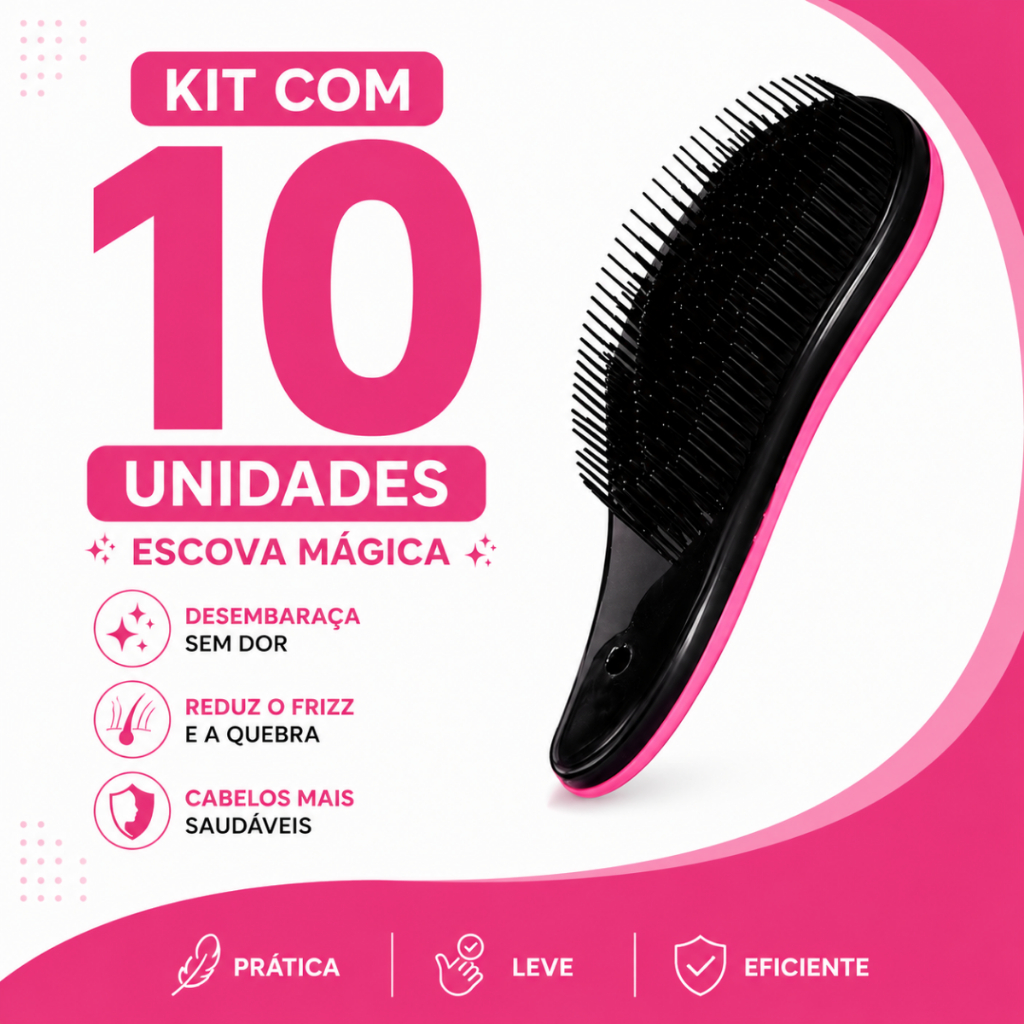 Kit 10 Escovas Mágicas para Cabelo, Anti Frizz, Desembaraça, para Brindes e para o Dia a Dia - Envio Imediato