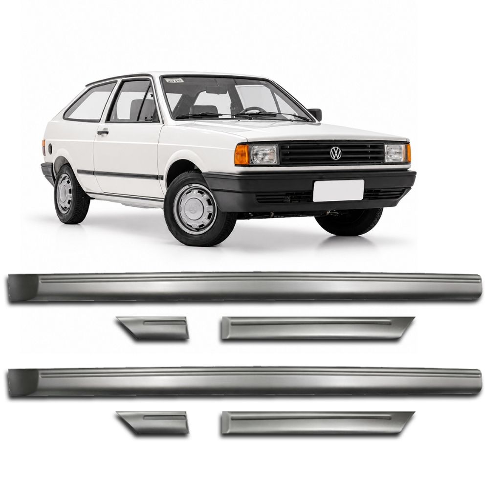 Jogo Friso Lateral Gol Voyage Parati Saveiro CL 1987 a 1994 Cinza Modelo Fino