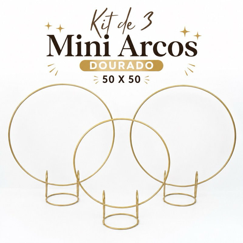 Kit 3 mini arcos dourado 50x50