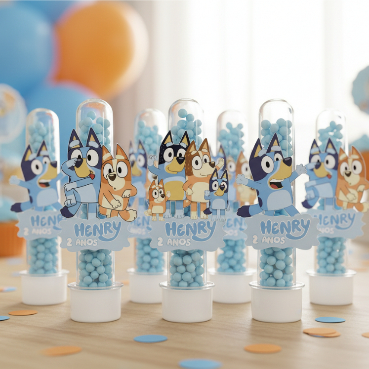 ENVIO RÁPIDO APLIQUES TUBETE BLUEY - LEMBRANCINHAS PERSONALIZADAS - FESTA INFANTIL - MESVERSÁRIO