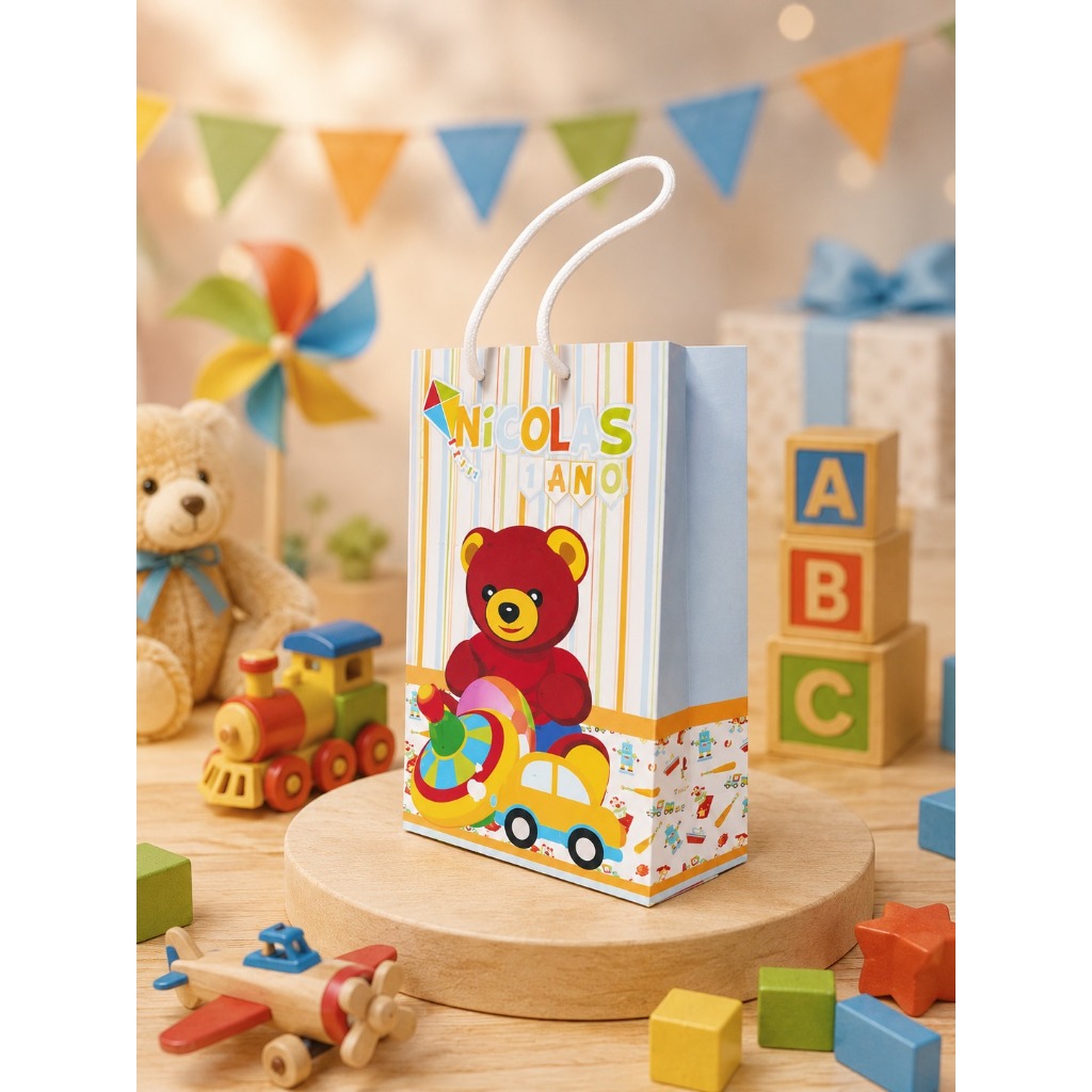 🌟Sacolinha Pequena Personalizada Fábrica de Brinquedos | Lembrancinha de Festa / Aniversário | Envio Rápido