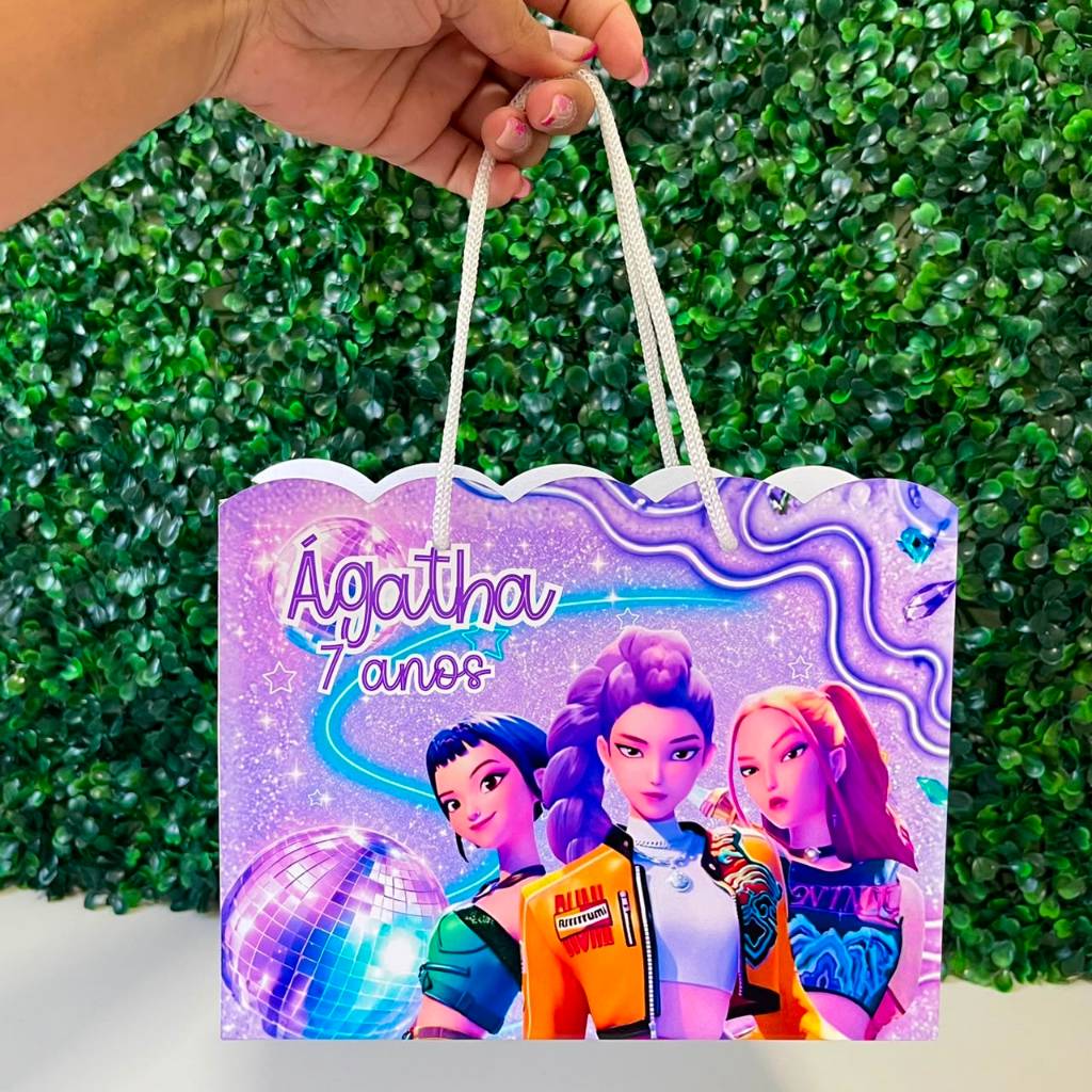 Sacolinha  Nuvem Personalizada GUERREIRAS K-POP | Lembrancinha Festa Infantil Aniversário