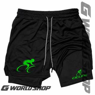 Short Masculino 3 em 1 Bermuda Compressão Cicling Ciclismo Corrida Academia Leve Confortável Material Seca Rápido