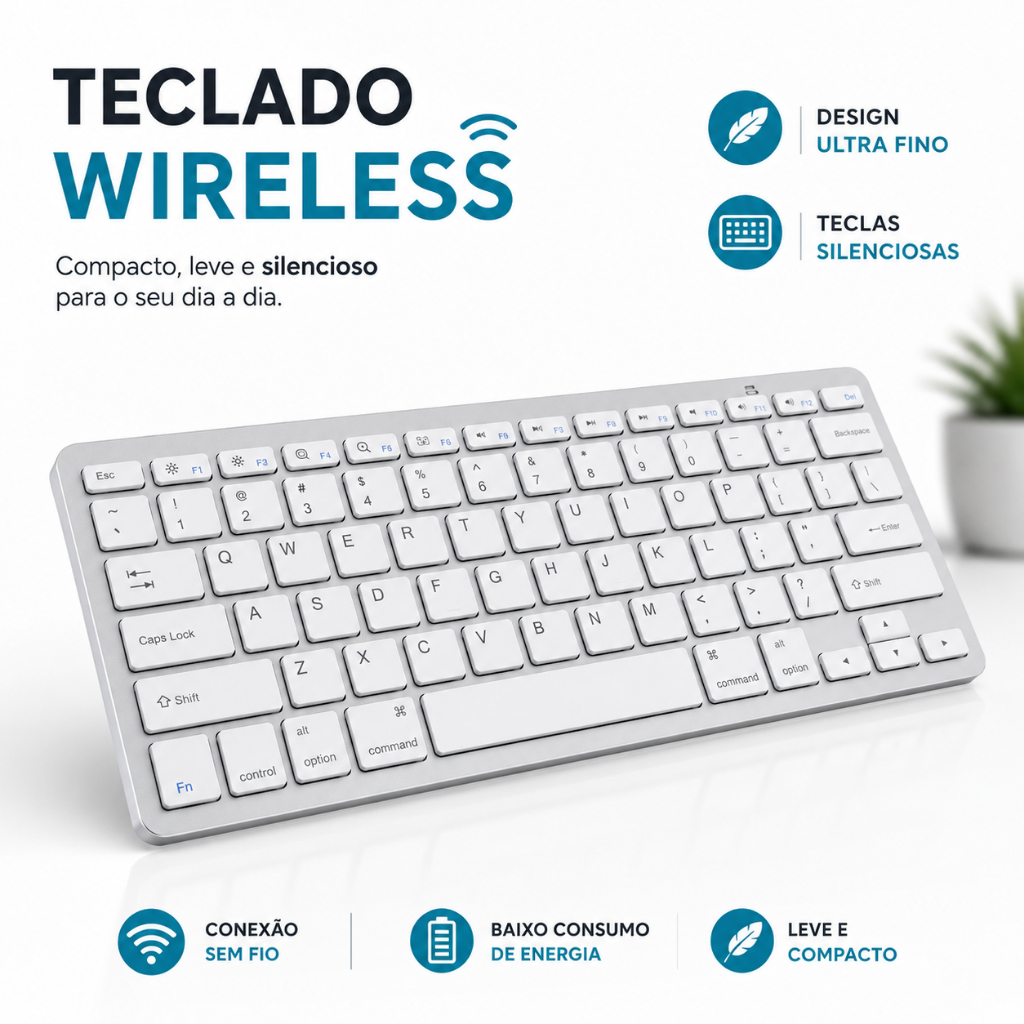 Teclado Bluetooth Ergonômico Portátil Wireless Lehmox