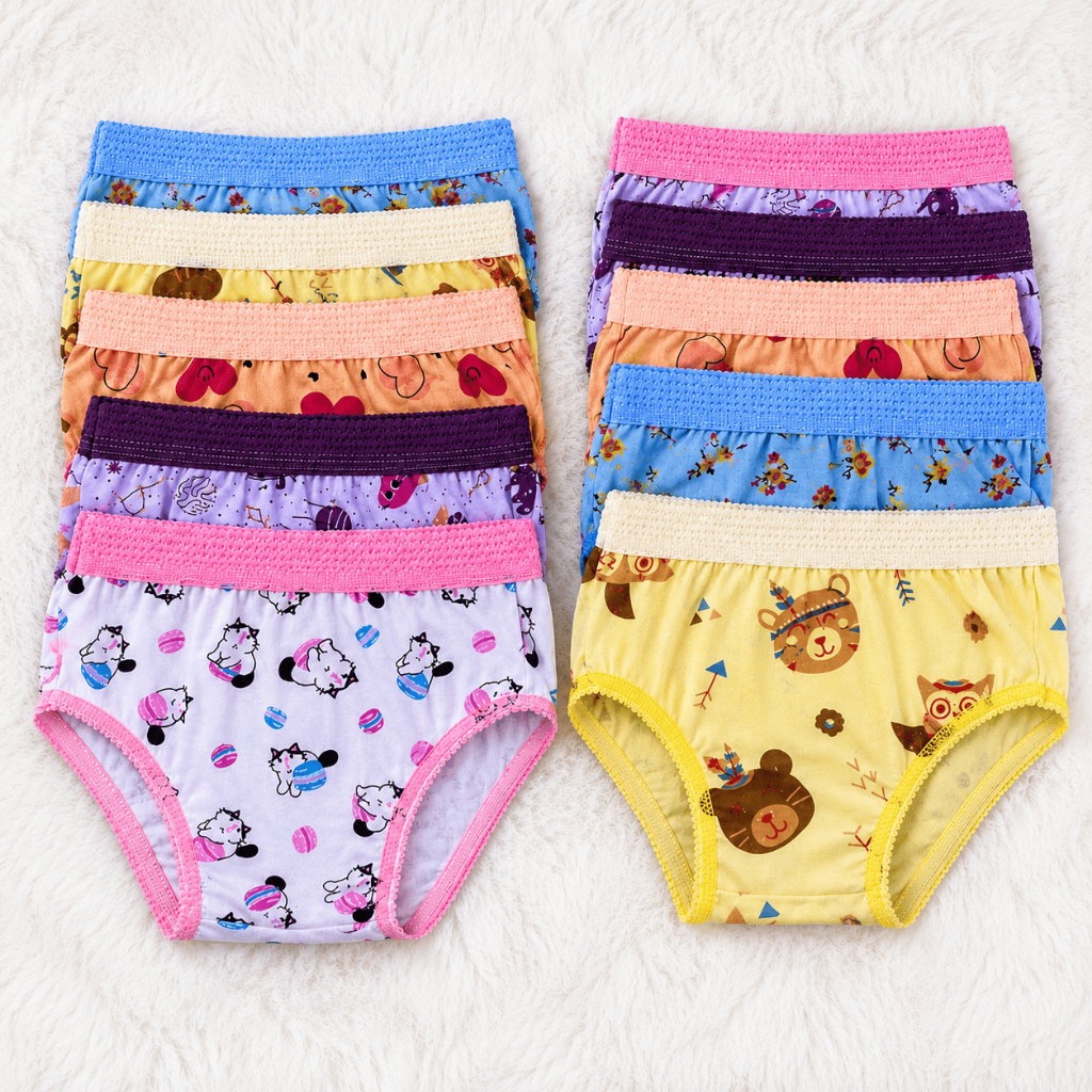 Kit 10 Calcinha Confortável Infantil Menina Algodão Premium Cós Com Elastano P M G Estampadas