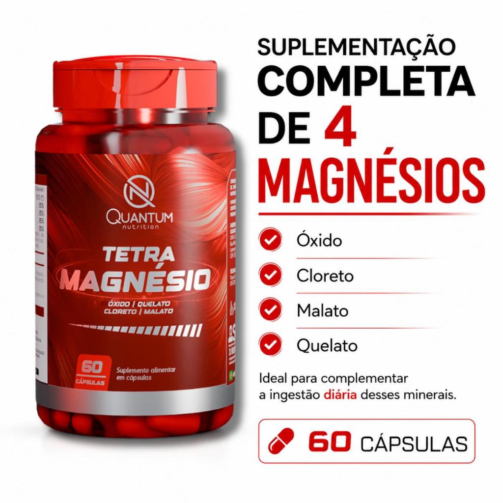 Tetra Magnésio Óxido Quelato Cloreto e Malato Energia Memória Suplemento Quantum Nutrition