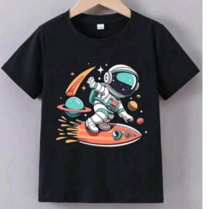 Camiseta camisa Blusa Infantil Com Estampa Divertida Astronauta Algodão 100%