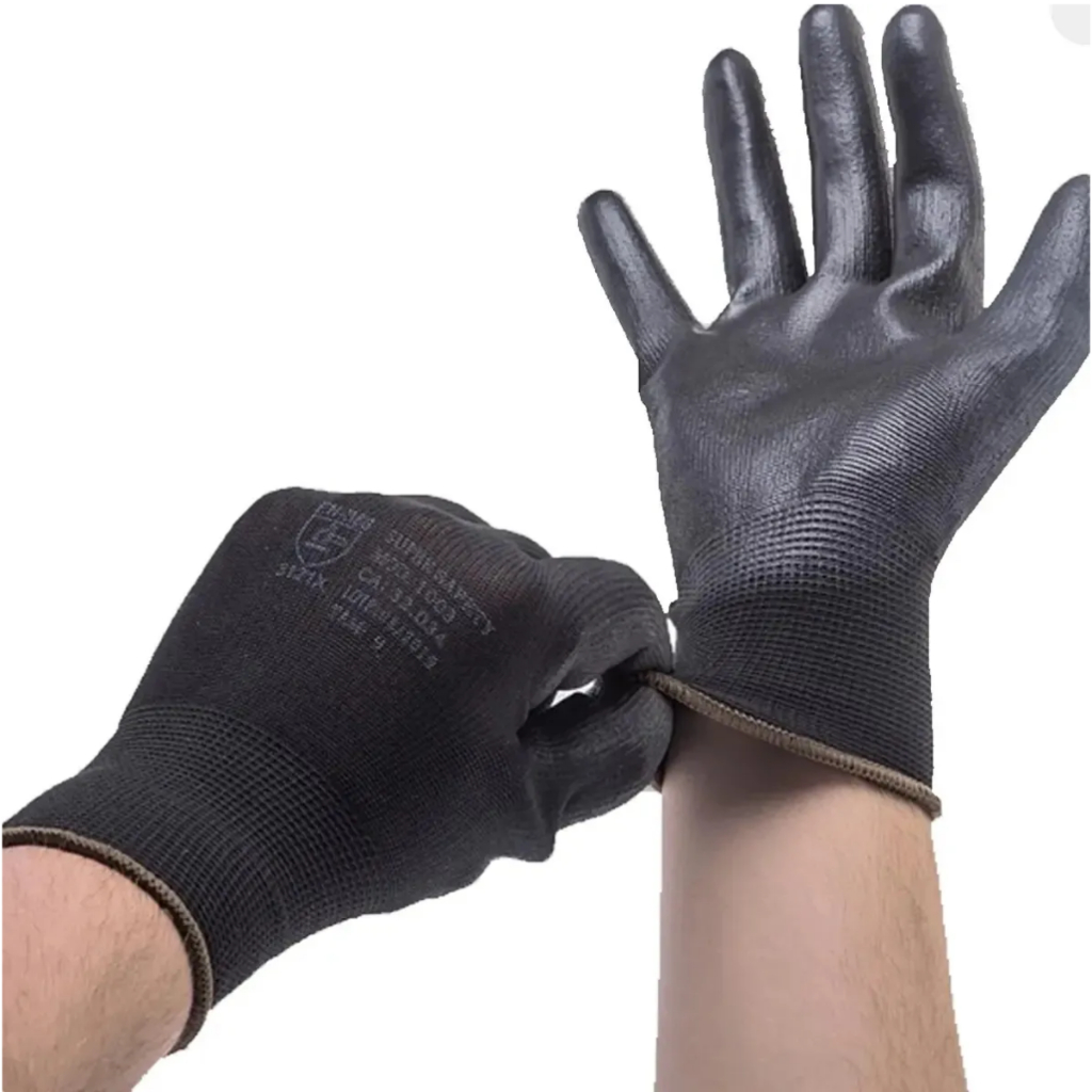 Luva Poliéster Pu Preto Ca 41761 Imbat Tátil CA 41761