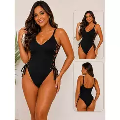 Body Bory Maiô Tiras Lateral Decote Costas moda praia Promoção