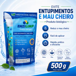 Enzilimp 500g Natural Biodegradável Evita Entupimentos e Reduz Mau Cheiro em Tubulações