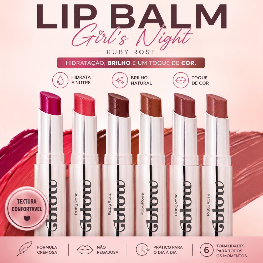 Lip Balm Ruby Rose Hidratante Labial Girl's Night 6 Tonalidades