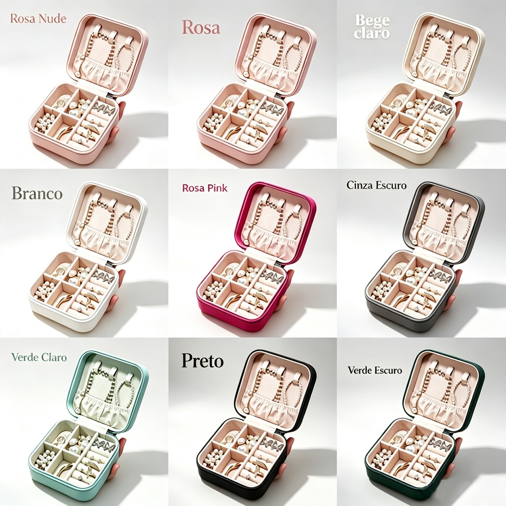 KIT 3/5/7/9 pcs Porta Joias Portátil Mini Porta Joia com Divisões Brincos Colares caixa de armazenamento