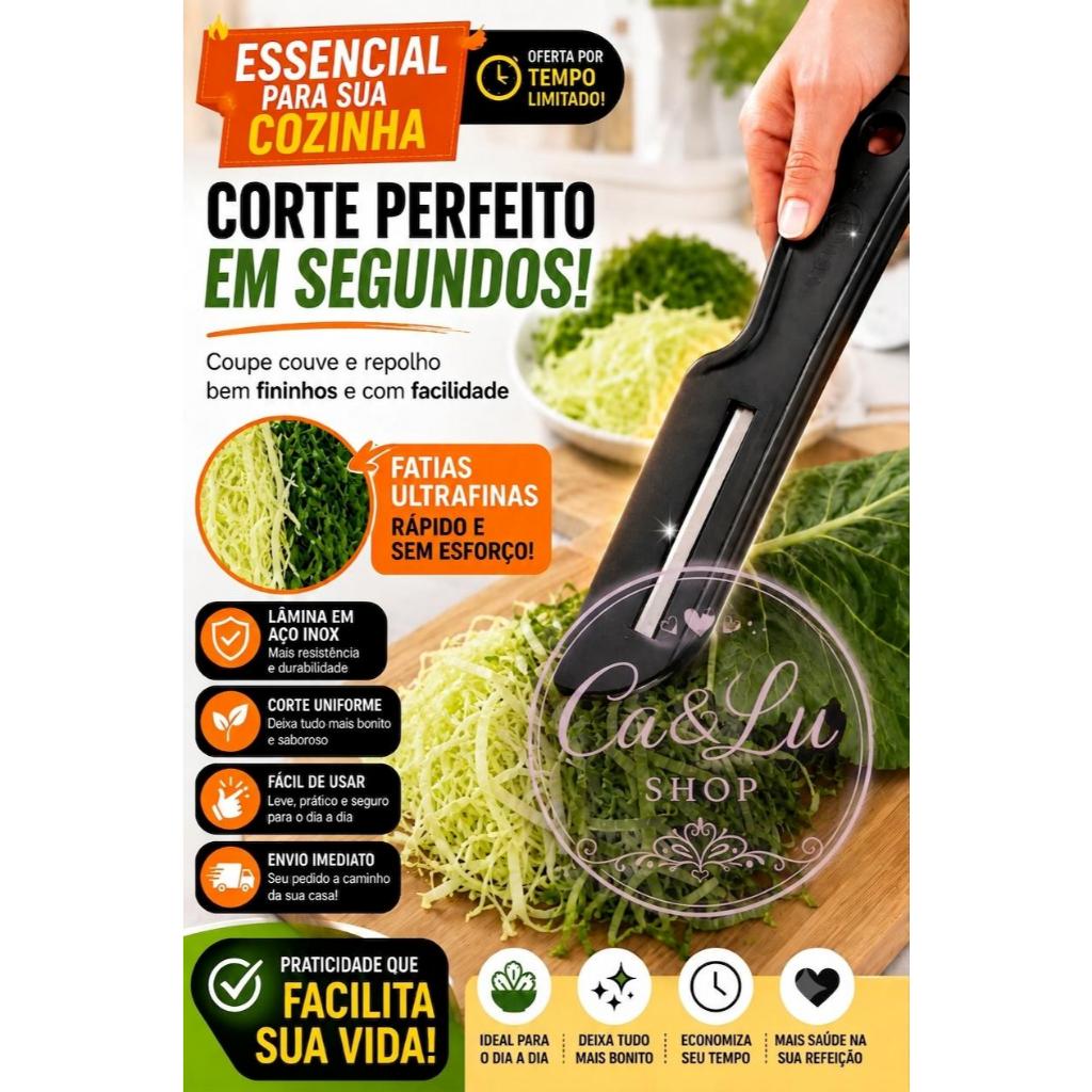 Novo Fatiador de Legumes e Verduras Corta Couve Fina Utensílio domésticos Pelasti PROMOÇÃO