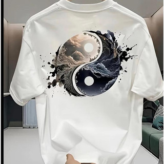 Blusa Masculina Yin Yang T-shirt Despojada Camiseta Urbana Camisa Confortável Crt Unissex