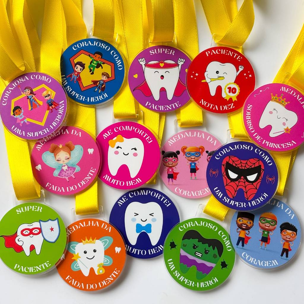 10/20/30/40 Medalhas Bom Comportamento/Super Paciente/Nota10/Herois/Odontopediatria Reforço Positivo
