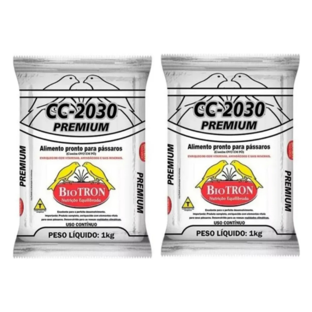 Kit 2 Ração Farinhada 1kg Cc - 2030 Premium Biotron