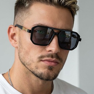 Óculos de Sol Unissex Fashion com Armação Metálica Poligonal, Ponte Dupla, Lentes Coloridas, Estilo Retrô Vintage, Quadr