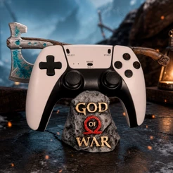 Suporte Para Controle PS5 PS4 Xbox Base Setup Decoração Gamer God Of War + Machado Leviathan