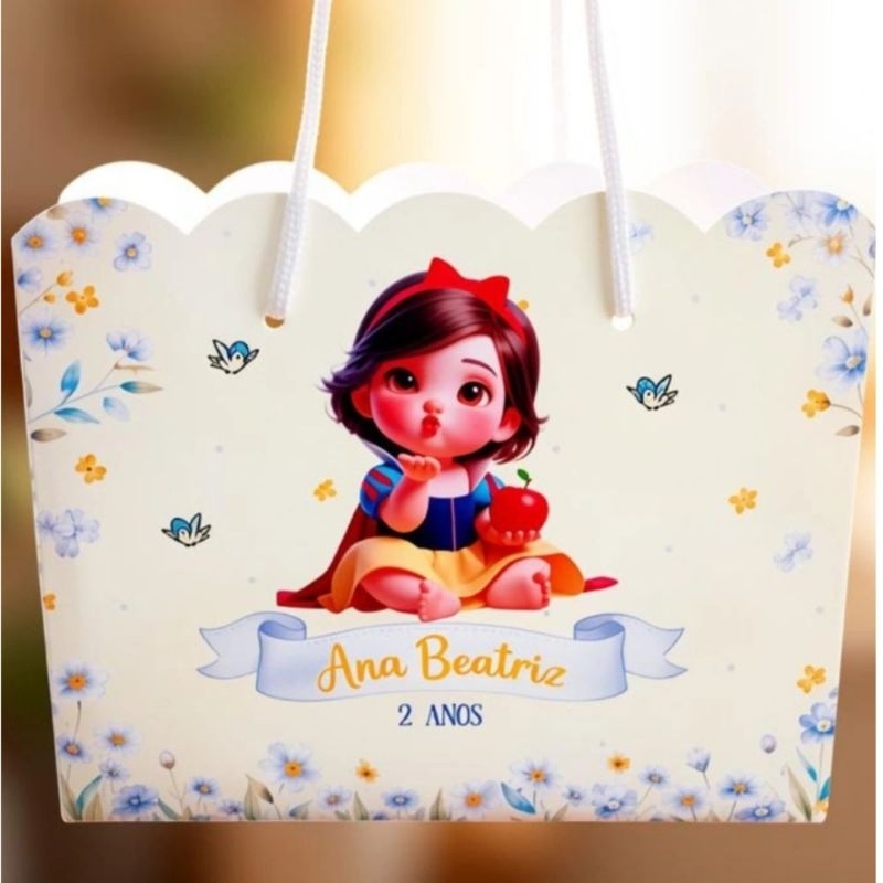 🎀Sacolinha Personalizada BRANCA DE NEVE/7ANOES /Lembrancinha/Aniversário Infantil/com nome e idade/mimo de festa 🎀