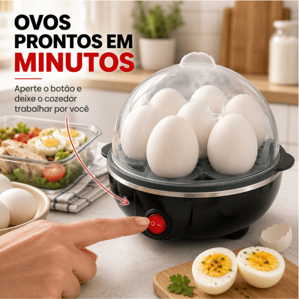 Cozedor de Ovos Elétrico Portátil Cozinha à Vapor Cor Preto marca Unitermi