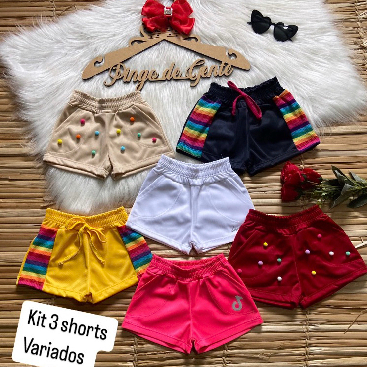 KIT de short infantil feminino SORTIDO PROMOCIONAL