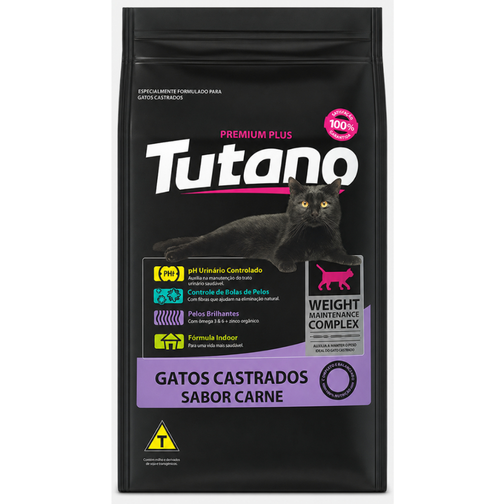 Ração Tutano Para Gatos Castrados Sabor Carne 3kg