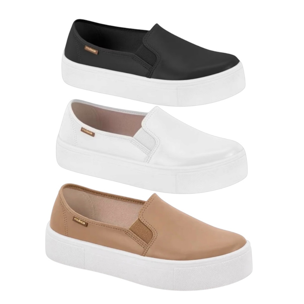 Tênis Feminino Moleca Slip On Confortável Sem Cadarço Moda