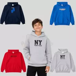 Kit 2 Blusão de Moletom Juvenil Masculino com Capuz Bolso Canguru Inverno Menino Casaco Moletom 10 ao 14