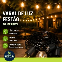 Varal Luz Interna/externa 10 Metros Lâmp Incandescente 15w