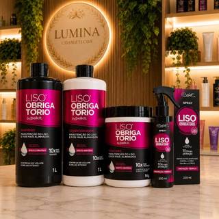 Combo Capilar PROFISSIONAL Liso Obrigatório BELKIT 1L Shampoo Condicionador Máscara + Spray Finaliz.