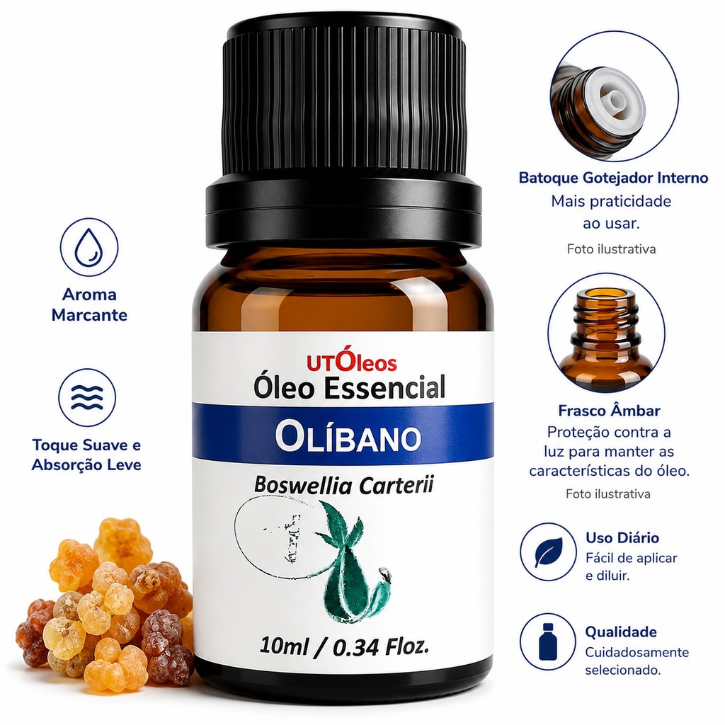 Óleo Essencial Olíbano 10ml Puro Boswellia Carterii Aroma Sofisticado Cosmético Massagem Ambiente